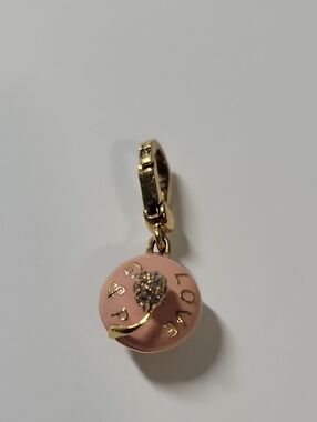 Juicy Y2K Pink Enamel Charm Pendant with Gold Tones Accents